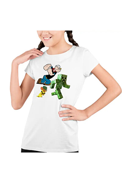 OEM Kids Girls Popeye The Sailor Tom Jerry Creeper Minecraft T-Shirt