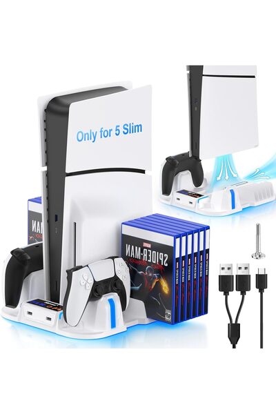 007 حامل تبريد نيباجز سليم لجهاز بلاي ستيشن 5 سليم مع قاعدة شحن مزدوجة لوحدة ...