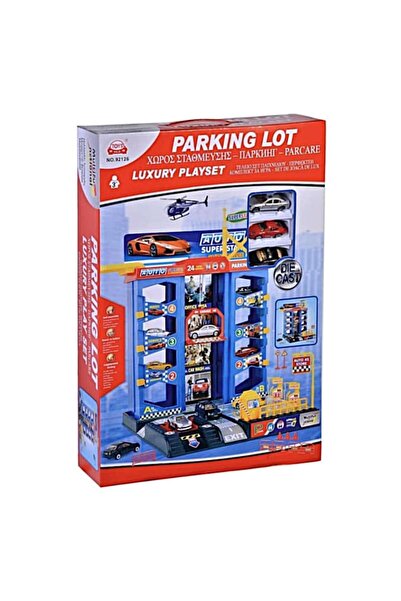 OEM 4-Level Garage LUXURY PLAYSET, 3 Metal Vehicles, Gas Station, Functional Lift, Ramps, Traffic Signs