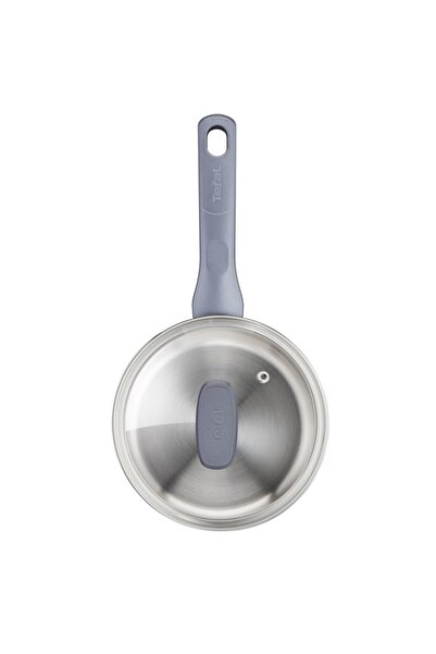 TEFAL Daily Cook saucepan with lid, 16 cm, induction, stainless steel, ergonomic handle, silver/blac