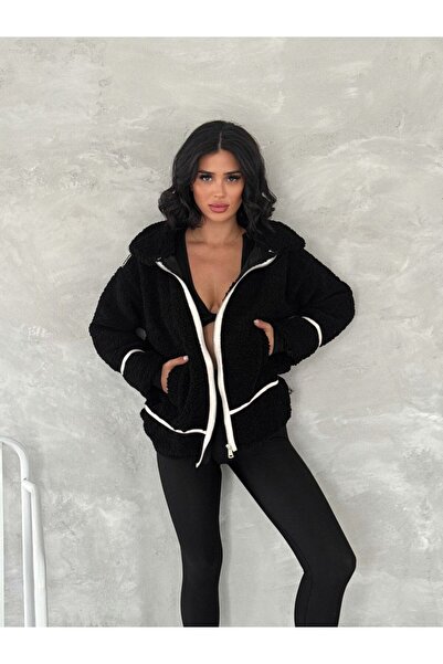 TİLLE Women's Fur-Lined Lamb Biker Lined Coat