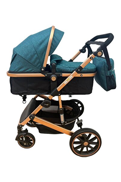 L-Sun Premium 3-in-1 Stroller – Carrycot, Car Seat and Sports Part | Gold Aluminum Frame