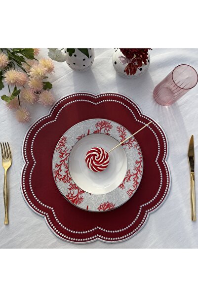 Table Alp Lüks Deri Üzeri Nakışlı Amerikan Servis – 6 Adet