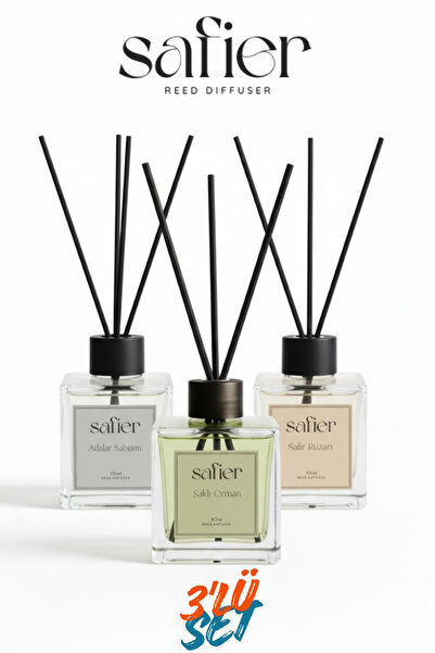 SAFİER 3’lü Çubuklu Oda Kokusu Seti Yağmur Ormanları,Bahar Çiçekleri,Beyaz Sa...