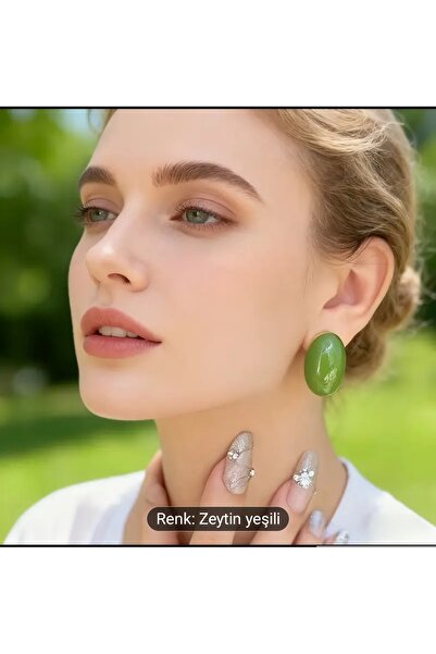 ORGANICYOU YIWU Boho-Şık Yeşil Zeytin Çivi Küpeler - 925 Gümüş Gönderi, Bakır, Günlük ve Tatil Kullanımı