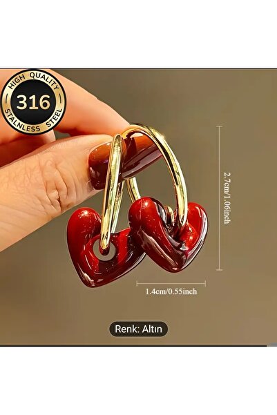 ORGANICYOU LIUCHA Yüksek Kaliteli 316 Paslanmaz Çelik Hipoalerjenik Altın Kalp Şeklinde Küpe, Solma Karşıtı