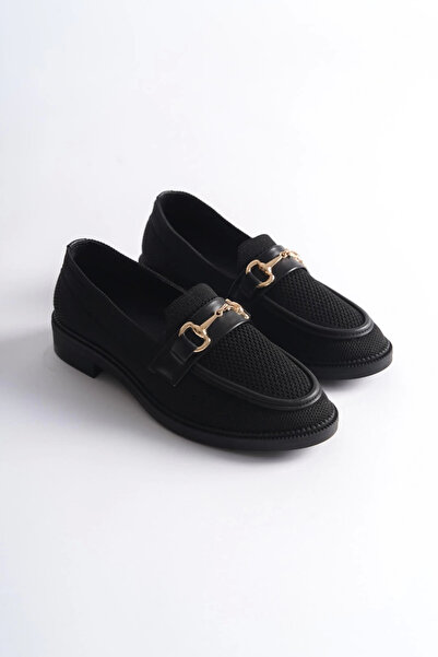Zerenyus Zrk-021 Black Knitwear g Buckle Casual Women's Ballerinas