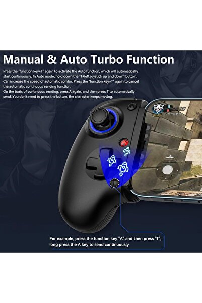 007 Mobile Cloud Gaming Controller for iPhone/iPad/Android/PC/Switch/PS4 - 6-Axis Gyro, Turbo (Terevi)