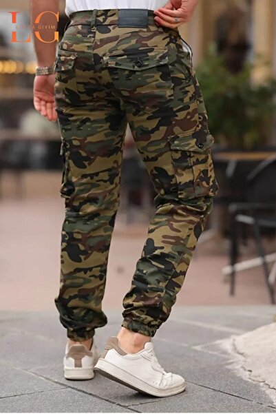 LORDA GİYİM TONI S Military Commando Camouflage Patterned Slimfit Trousers with Cargo Pockets, Elasticated Legs