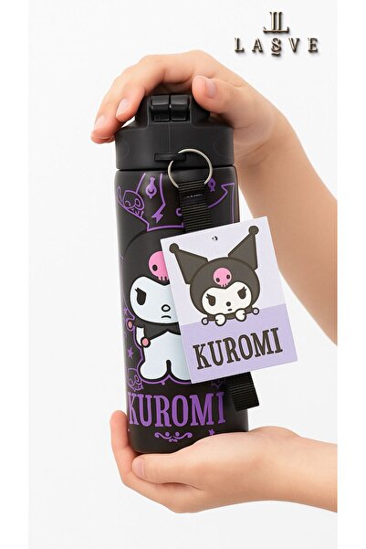 kuromi New Season Licensed 600ml Steel Water Bottle with Straw in Special Box