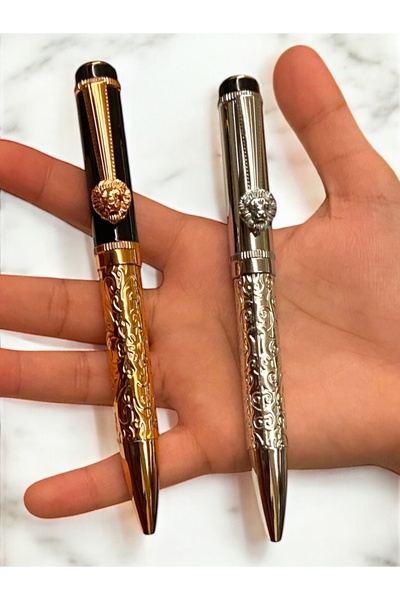 NEW STYLE A set of elegant and modern ballpoint pens with lion-shaped decorations and clips for those who love distinction.
