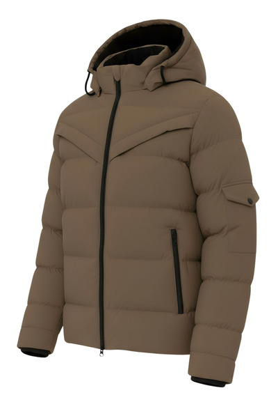 SİVAİST Erkek Kahverengi Erkek Outdoor Su Geçirmez Kapüşonlu Kışlık Kaban – Rüzgar ve Yağmura Dayanıklı Mon
