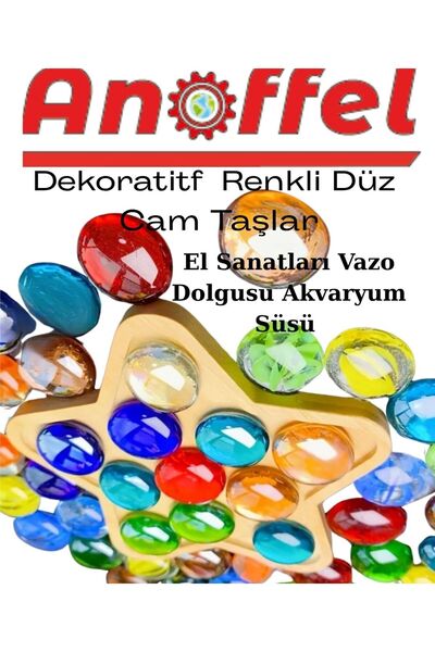 Anoffel Dekoratif Renkli Düz Cam Taşlar 40 lı 1 Paket El Sanatları Vazo Dolgu...