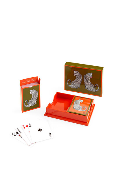 Jonathan Adler Leopard LacquerÇok Renkli Ahşap Kart Seti