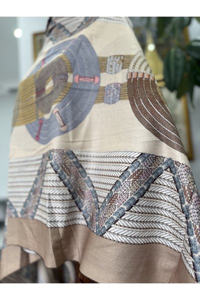 GÜMRÜKÇÜ Imported 100% Wool Cashmere Brown Shoulder Shawl Premium Quality