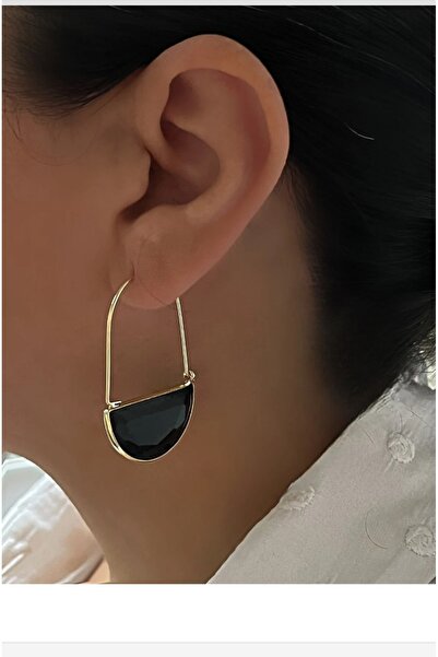 shop Siyah taşlı, gold detaylı, marka model küpe