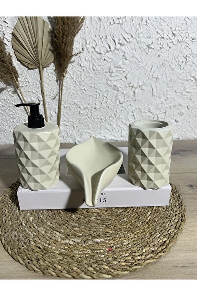 Zigzag Home Διακοσμητικό σετ μπάνιου 3 τεμαχίων Δοχείο υγρού σαπουνιού Θήκη οδοντόβουρτσας Σετ στερεού σαπουνιού