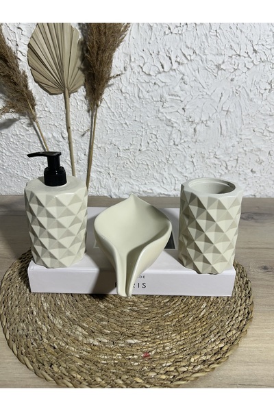 Zigzag Home Διακοσμητικό σετ μπάνιου 3 τεμαχίων Δοχείο υγρού σαπουνιού Θήκη οδοντόβουρτσας Σετ στερεού σαπουνιού