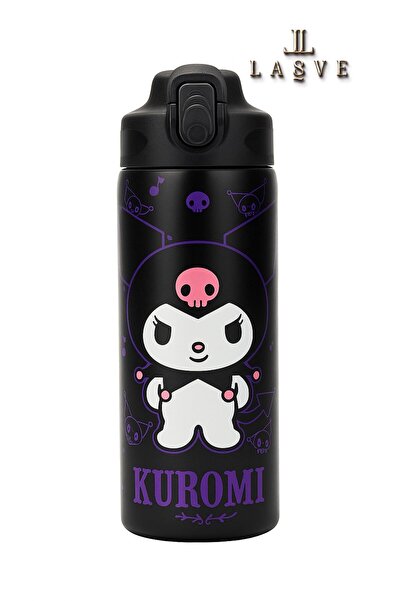 kuromi New Season Licensed 600ml Steel Water Bottle with Straw in Special Box