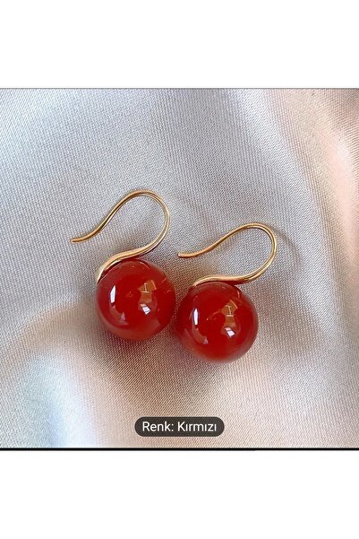 ORGANICYOU YIWU Kadınlar İçin Vintage Kaşık Küpeler - Kırmızı Taklit İnci Damlalar, Günlük ve Resmi Etkinlikler