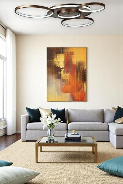 Luzarana Yaman Modern Tasarım Kahverengi Beyaz Ledli Cafe - Mutfak - Salon Le...