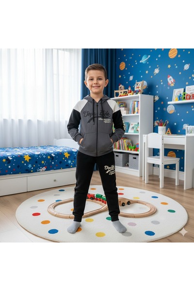 Yağmur Giyim YUKO2İ Σετ αθλητικής φόρμας για αγόρια με κουκούλα με σχέδιο 2 κ...