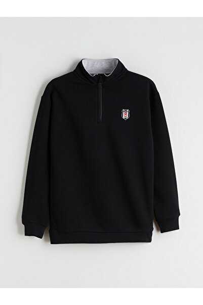 LC Waikiki Dik Yaka Beşiktaş Baskılı Erkek Çocuk Sweatshirt