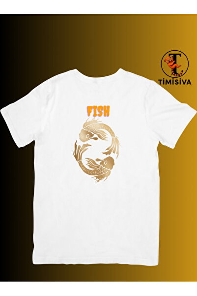 TİMİSİVA Unisex oversized BALIK με τύπωμα 100% βαμβάκι 30/1 με κοντό μανίκι λ...