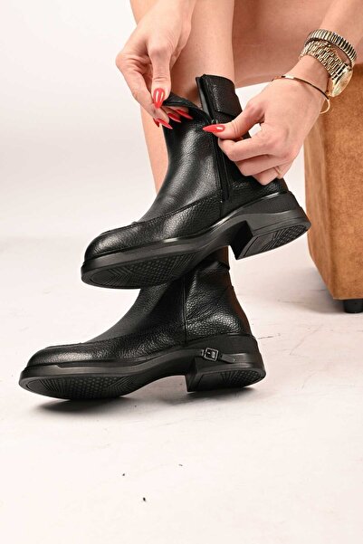 Bestello Bağcıksız Tokalı Termo Taban Hakiki Deri Casual Bot 335-662-19 Kadın Bot