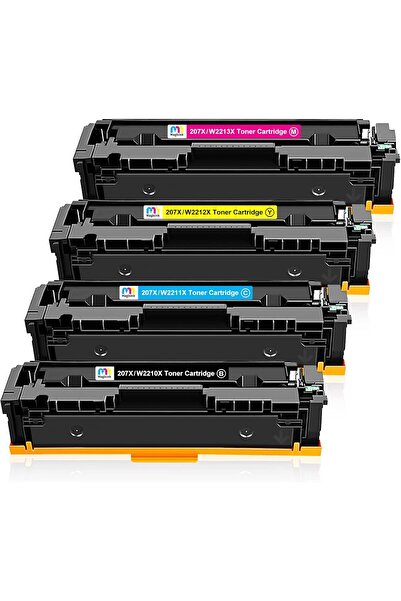 Mint خرطوشة حبر Magisink 207X (مع شريحة) بديلة لطابعات HP 207A/207X Color LaserJet Pro (أسود/سماوي/أرجواني/أصفر)