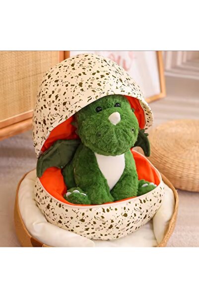 NB market Egg Dinosaur Plush Toy 25cm Surprise Dinosaur with Feathers Inside the Egg