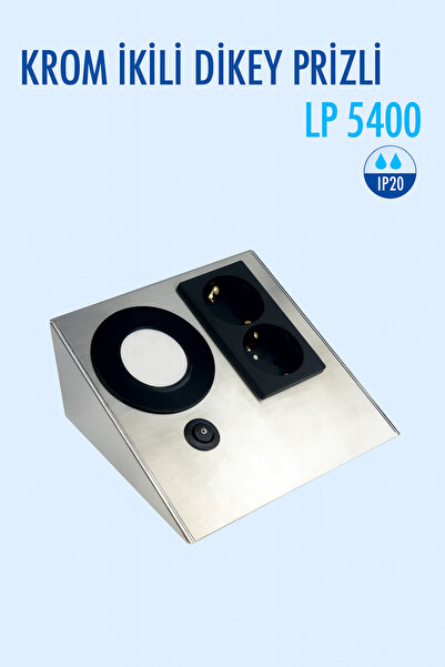 Lampist İNOX KASA, ÇİFTLİ SİYAH DİKEY PRİZ 3W 6500K ARMATÜR