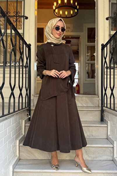 EkshiButik CLANDE Etekli Takım 2502-3014 Kahve