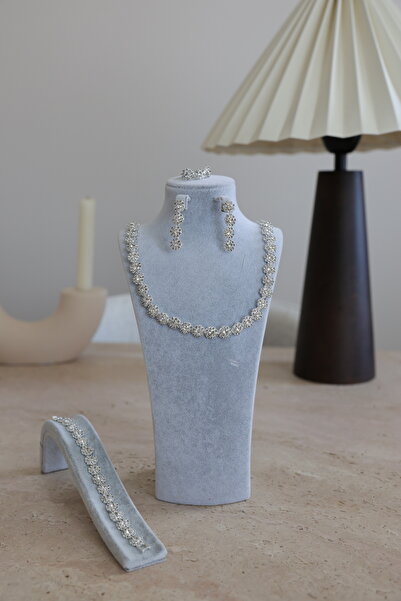 Fashion'Ss Zirkon Taşlı Bridal Set, Kolye Seti, Zirkon Takı Seti, Gelin Takısı