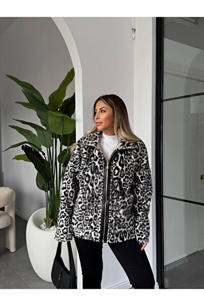 MEECY Jachetă model ZR cu model leopard