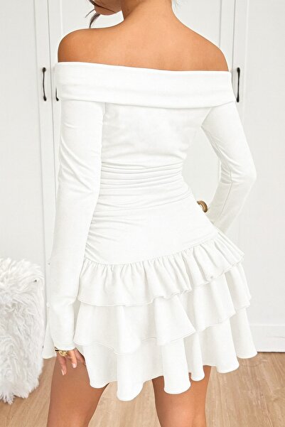 JE-TU Madonna Collar Skirt Layered Flounce Mini Dress Jt9192