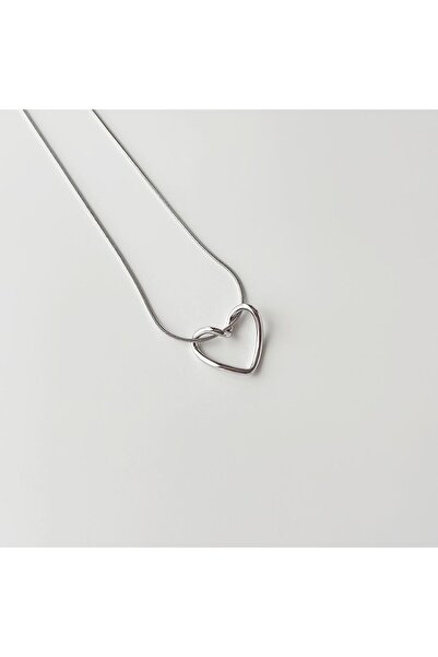 Boise Atelier Love Heart Grey Steel Necklace | Çelik Kolye