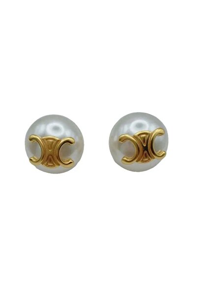 SIC MODA Pearl and Stainless Steel Earrings Chic Fashion 6151
