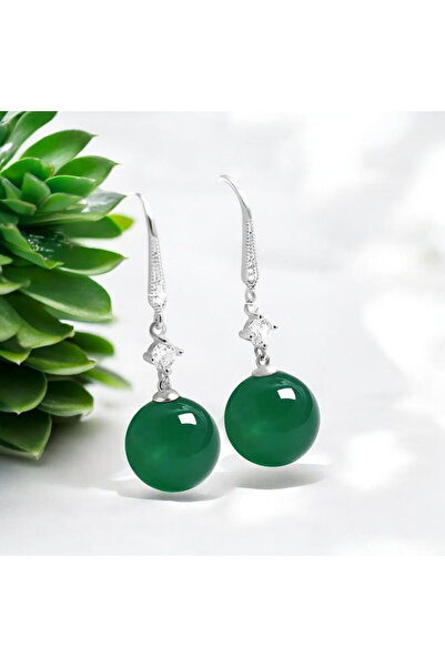 ORGANICYOU Yiwushi 1 Pair New Simple Fashion Unique Agate Round Beads Earrings for Women