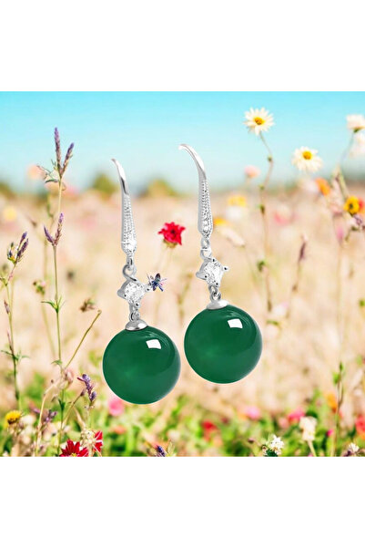 ORGANICYOU Yiwushi 1 Pair New Simple Fashion Unique Agate Round Beads Earrings for Women