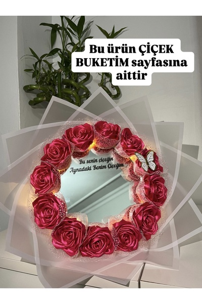 Pretty Ledli Aynalı Çiçek Buketi Sevgiliye Anneye Arkadaşa Hediye Doğum Günü ...