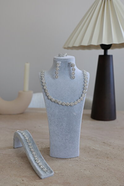 Fashion'Ss Zirkon Taşlı Bridal Set, Kolye Seti, Zirkon Takı Seti, Gelin Takısı