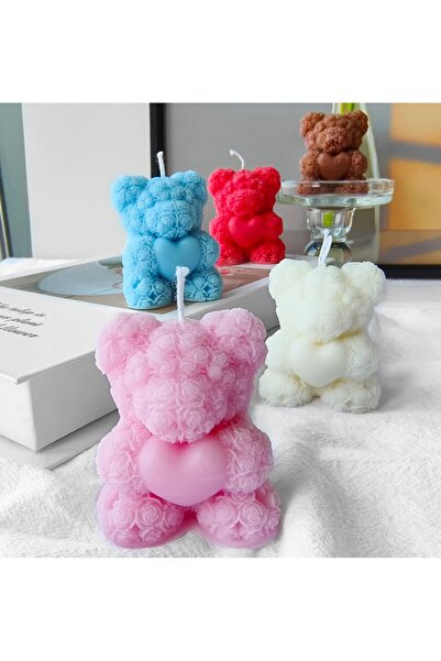 Generic Ti-Shin Cute Bear with Heart Scented Candle, 60 g (Blue)