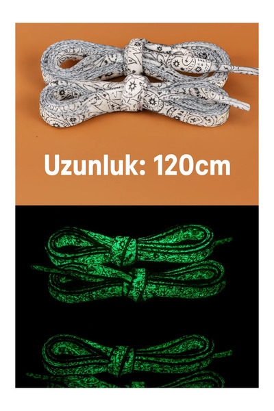 LookBuyTake أربطة أحذية مضيئة في الليل باللونين الأسود والأبيض - 120 سم