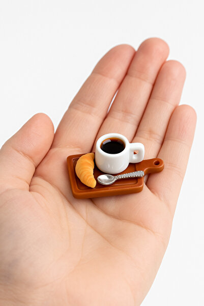 CharmFancy 1 Set 1:12 Ölçekli Tepsi,Kruvasan,Kahve Fincanı,Kaşık – Bebek Evi ...