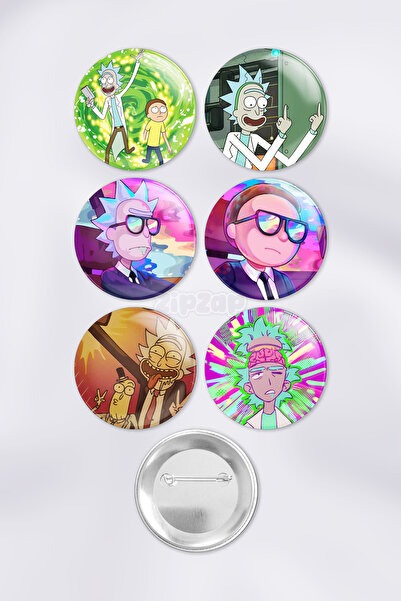 ZipZap Rick and Morty Anime Animasyon Çanta Süsü Rozet İğneli Buton Rozet Set...