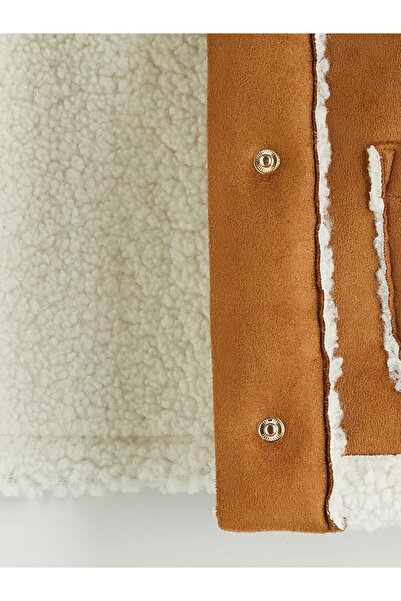 LC Waikiki LCW Kids Kahverengi YEBU Kürk Yaka Süet Kız Çocuk Mont