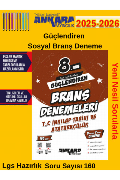 Ankara Yayıncılık Ankara Güncel 8.Sınıf İnkılap Tarihi Güçlendiren Branş Dene...