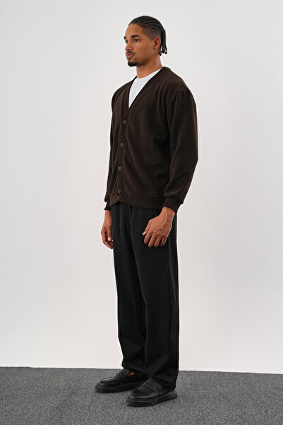 Redline Noble V-Neck Winter Cardigan Brown