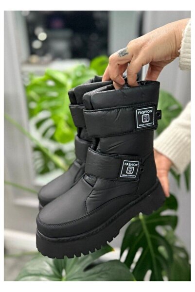 FRESCO SCARFS Μπότες χιονιού μαύρου δέρματος 260187